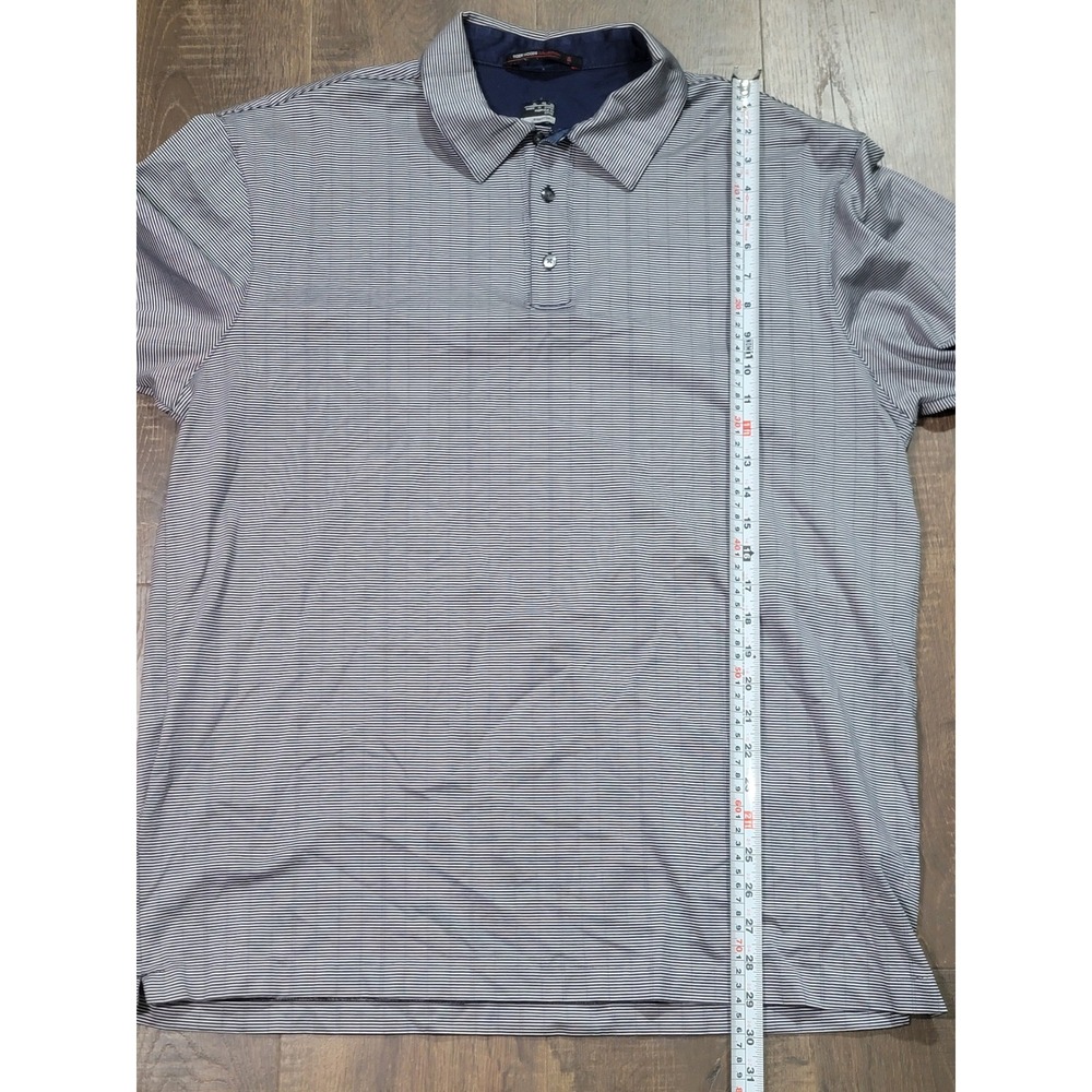Nike Tiger Woods Collection Mens XL Blue White Stripe Fit Dry Golf Polo Shirt